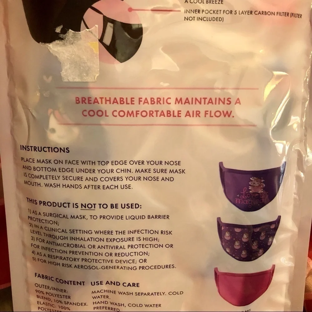 Love Bug kids face masks New! 3 pack